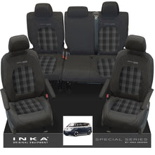 Load image into Gallery viewer, VW ID Buzz Life Style GTX Front &amp; Rear Full Set Tailored Seat Covers, Second Skin Tartan With Special Series Embroidery MY22 onwards

