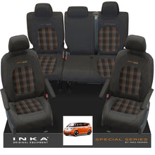 Load image into Gallery viewer, VW ID Buzz Life Style GTX Front &amp; Rear Full Set Tailored Seat Covers, Second Skin Tartan With Special Series Embroidery MY22 onwards
