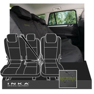 Land Rover Defender INKA Rear Set 2+1 Tailored Waterproof Seat Covers Black MY-05-15 - Balmoral Embroidery