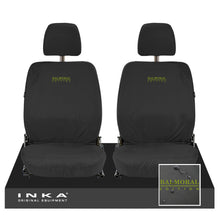 Load image into Gallery viewer, Land Rover Defender L315 Front Set 1+1 INKA Tailored Waterproof Sear Covers Black-  Fits MY-87-06 With Balmoral Edition Embroidery
