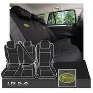 Land Rover Defender INKA Rear Split Set Tailored Waterproof Seat Covers Black MY-05-16 - Balmoral Embroidery