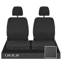 Load image into Gallery viewer, Land Rover Defender L315 Front Pair INKA Tailored Waterproof Sear Covers Black-  Fits MY-87-06 Single Stalk Headrests
