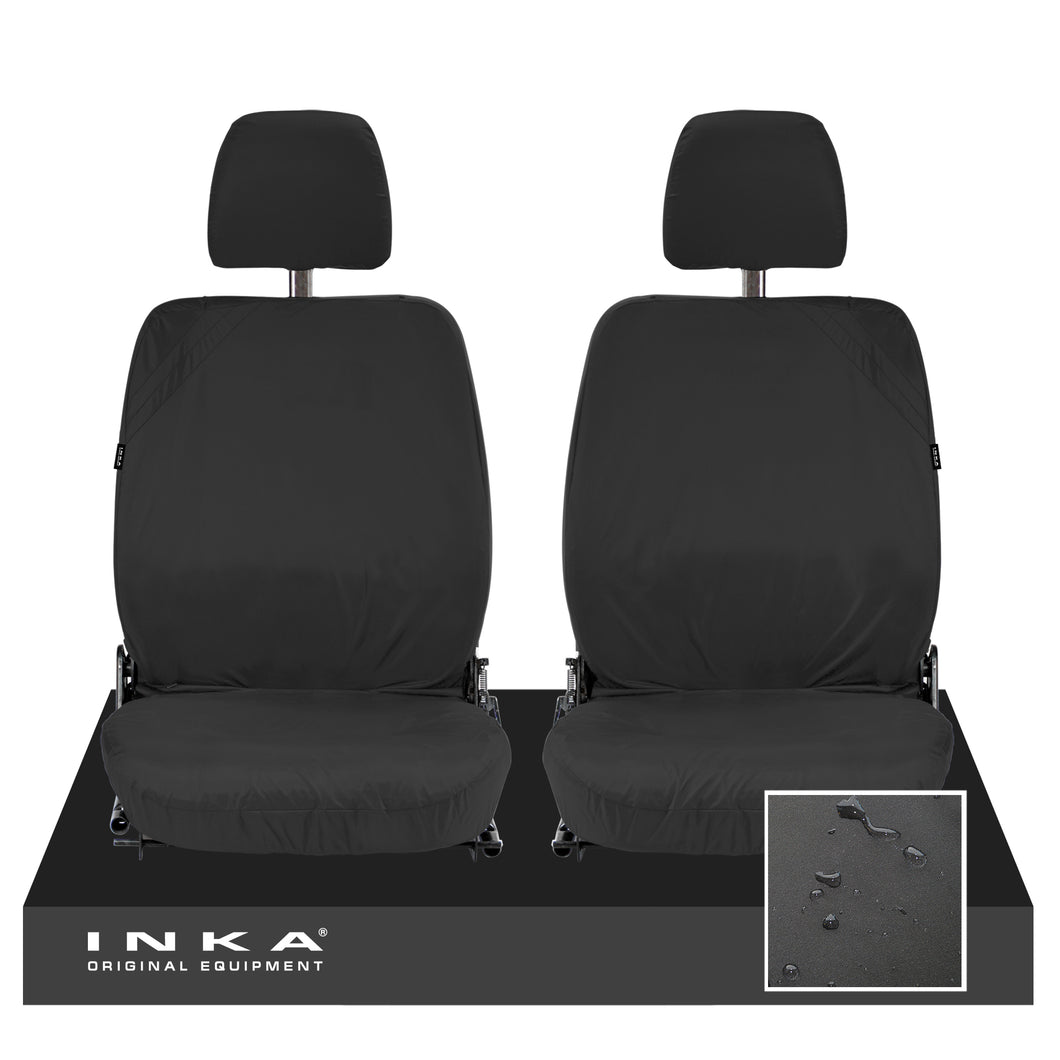 Land Rover Defender L315 Front Pair INKA Tailored Waterproof Sear Covers Black-  Fits MY-87-06 Single Stalk Headrests