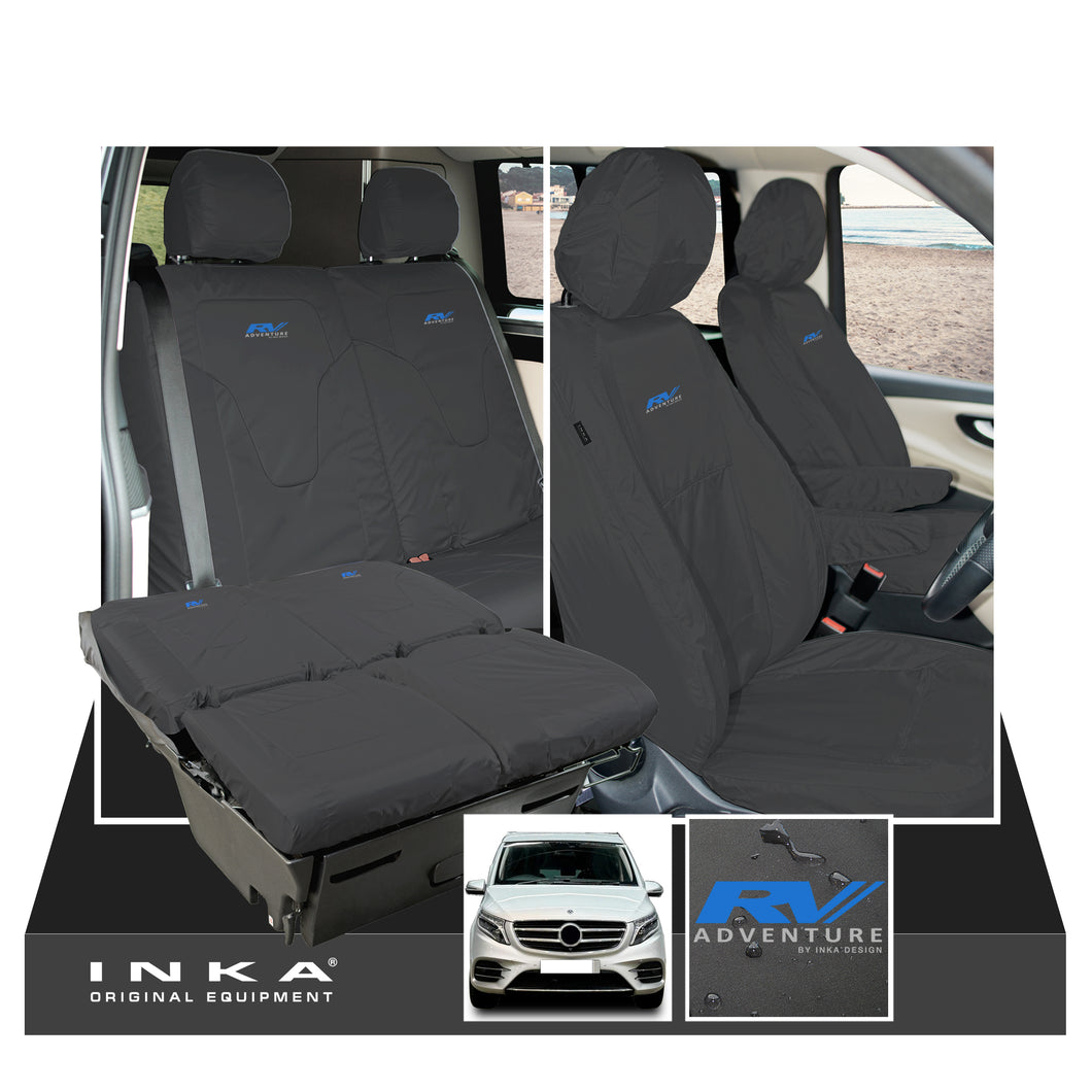 Mercedes Benz Marco Polo V-Class W447 INKA Full Set Front & Rear Tailored Waterproof Seat Covers Black MY-2014 Onwards