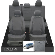 Mercedes Benz Citan W415 MY12-21 Front & Rear Set Tailored Waterproof Seat Covers Grey Fits Panel Van & Kombi - Plain Embroidery