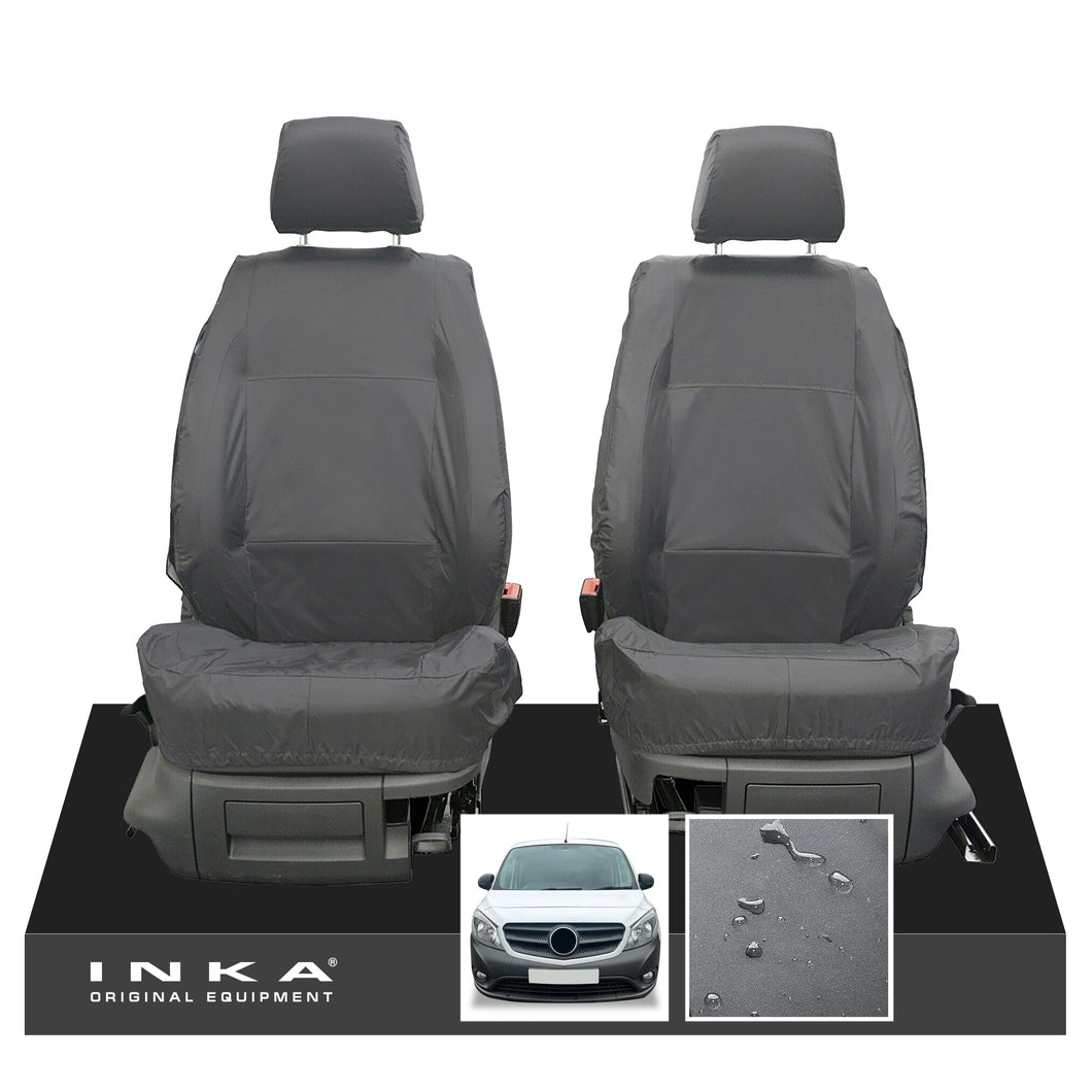 Mercedes Benz Citan W415 MY12-21 Front Pair Tailored Waterproof Seat Covers Grey Fits Panel Van & Kombi