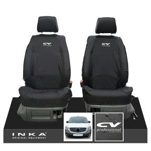 Mercedes Benz Citan W415 MY12-21 Front Pair Tailored Waterproof Seat Covers Black Fits Panel Van & Kombi