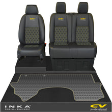 Load image into Gallery viewer, Mercedes Benz Sprinter Front 1+2 Bentley Diamond Quilt Leatherette Tailored Seat Covers &amp; Tailored Rubber Mat Black MY18 To Present Fits All Derivatives (Choice of 7 Colours)
