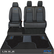 Mercedes Benz Sprinter Front 1+2 Bentley Leatherette Tailored Seat Covers & Matching Tailored Floor Mat Black MY-2018> (7 Colours) - CV Professional Embroidery