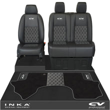 Load image into Gallery viewer, Mercedes Benz Sprinter Front 1+2 Bentley Leatherette Tailored Seat Covers &amp; Matching Tailored Floor Mat Black MY-2018> (7 Colours)
