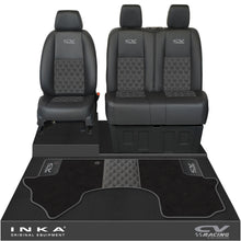 Load image into Gallery viewer, Mercedes Benz Sprinter Front 1+2 Bentley Leatherette Tailored Seat Covers &amp; Matching Tailored Floor Mat Black MY-2018> (7 Colours)
