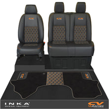 Load image into Gallery viewer, Mercedes Benz Sprinter Front 1+2 Bentley Leatherette Tailored Seat Covers &amp; Matching Tailored Floor Mat Black MY-2018> (7 Colours)
