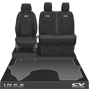 New Mercedes Benz Sprinter INKA Front 1+2 Tailored Waterproof Seat Covers & Tailored Rubber Mat Black MY18 To Present