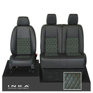 Mercedes Benz Sprinter INKA Front Set Tailored Leatherette Seat Covers Black Bentley Diamond Quilt (7 Colours) with embroidery MY18 to Present Fits All Derivatives - Plain Embroidery
