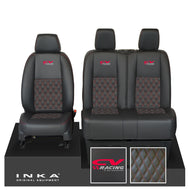 Mercedes Benz Sprinter INKA Front Set Tailored Leatherette Seat Covers Black Bentley Diamond Quilt (7 Colours) with embroidery MY18 to Present Fits All Derivatives - CV Racing Embroidery