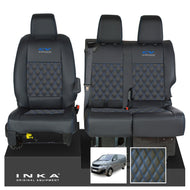 Peugeot Expert INKA Front 1+2 Bentley Diamond Quilt Leatherette Tailored Seat Covers Black MY16 To Present - CV Professional Embroidery