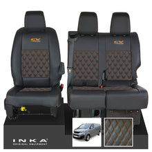 Load image into Gallery viewer, Peugeot Expert INKA Front 1+2 Bentley Diamond Quilt Leatherette Tailored Seat Covers Black MY16 To Present

