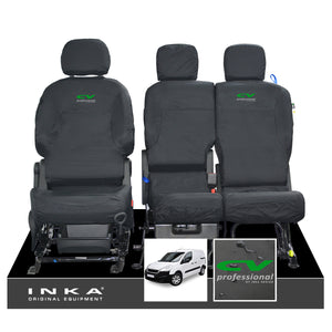 Peugeot Partner MK2 Front Inka Fully Tailored Waterproof Seat Covers Black MY08-17