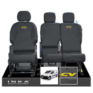 Peugeot Partner MK2 Front Inka Fully Tailored Waterproof Seat Covers Black MY08-17