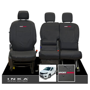 Peugeot Partner MK3 Front Inka Fully Tailored Waterproof Seat Covers Black MY2018 Onwards