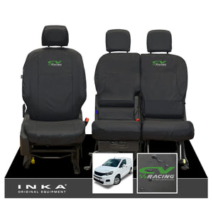 Peugeot Partner MK3 Front Inka Fully Tailored Waterproof Seat Covers Black MY2018 Onwards