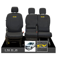 Peugeot Partner MK3 Front Inka Fully Tailored Waterproof Seat Covers Black MY2018 Onwards - CV Racing Embroidery