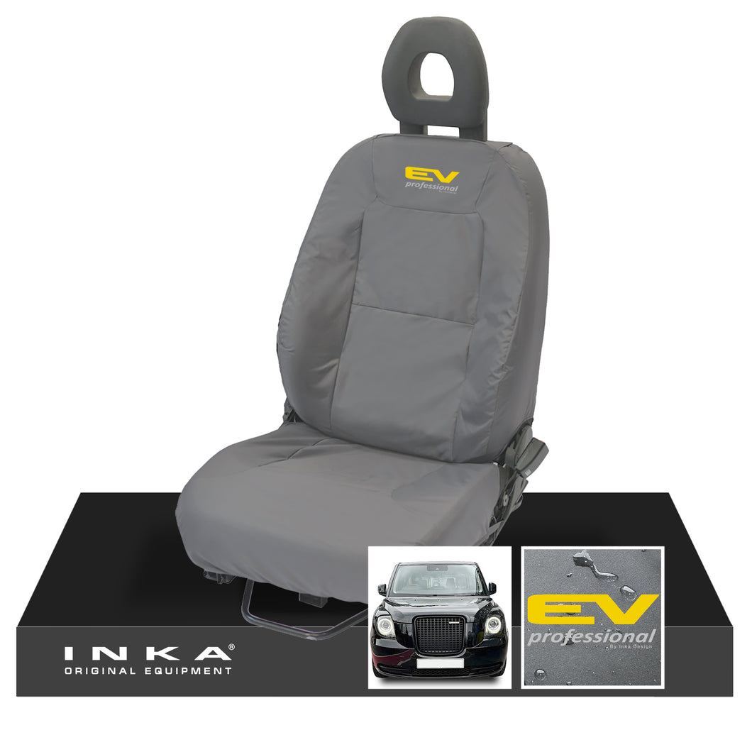 LEVC TX 5 ELECTRIC TAXI ALL VARIANTS FRONT DRIVERS FULLY TAILORED WATERPROOF SEAT COVERS IN DARK GREY MY17 ONWARDS