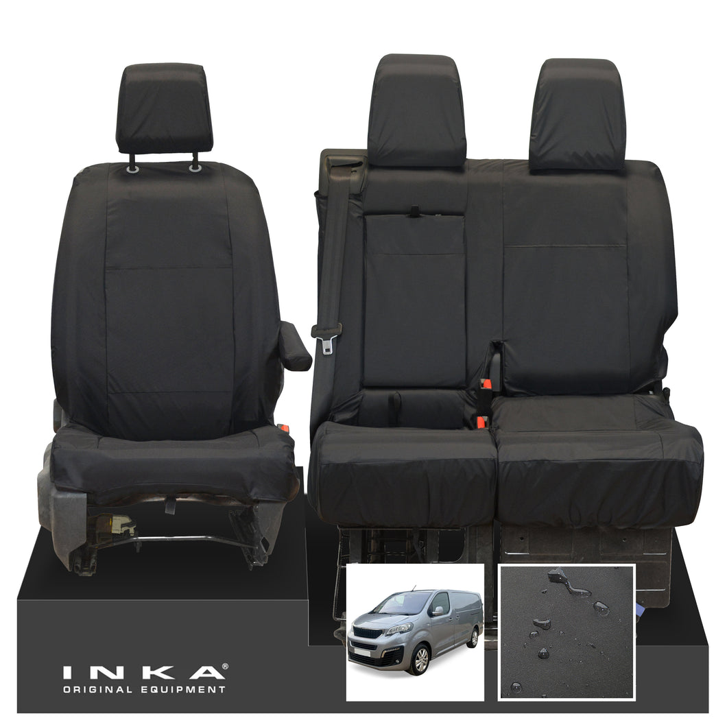 Peugeot Expert INKA Front 1+2 Tailored Waterproof Seat Covers Black MY16 onwards