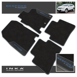 Nissan Qashqai J11 Car Mats (Front & Rear Set) with Premium Carpet & OEM Leatherette Fits MY14 to MY21