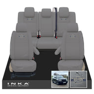 Range Rover SPORT L320 MK1 Front & Rear Set with Center Armrest Tailored Waterproof Seat Covers Grey MY05-13 With Global Explorer Edition Embroidery