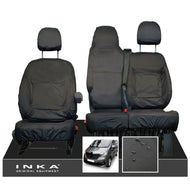 INKA Renault Trafic Sport (Business Plus) Tailored Waterproof Seat Covers Front Set 1+2 - Black MY14 Onwards - Plain Embroidery