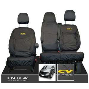 INKA Renault Trafic Sport (Business Plus) Tailored Waterproof Seat Covers Front Set 1+2 - Black MY14 Onwards