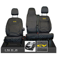INKA Renault Trafic Sport (Business Plus) Tailored Waterproof Seat Covers Front Set 1+2 - Black MY14 Onwards - CV Professional Embroidery