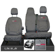 Load image into Gallery viewer, INKA Renault Trafic Sport (Business Plus) Tailored Waterproof Seat Covers Front Set 1+2 - Grey MY14 Onwards
