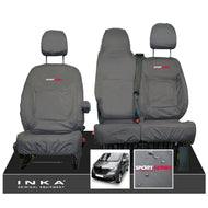 INKA Renault Trafic Sport (Business Plus) Tailored Waterproof Seat Covers Front Set 1+2 - Grey MY14 Onwards - Sport-Series Embroidery