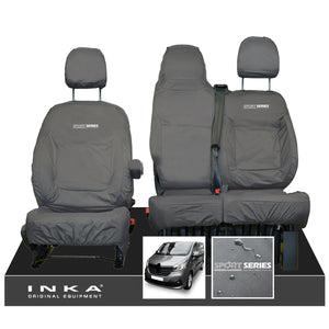 INKA Renault Trafic Sport (Business Plus) Tailored Waterproof Seat Covers Front Set 1+2 - Grey MY14 Onwards