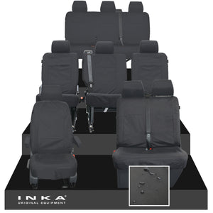 VW Transporter Shuttle T6.1, T6 Full Set Tailored Waterproof Seat Covers Black MY-15-23