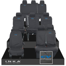 Load image into Gallery viewer, VW Transporter Shuttle T6.1, T6 Full Set Tailored Waterproof Seat Covers Black MY 15-23
