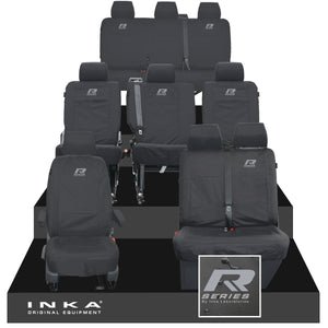 VW Transporter Shuttle T6.1, T6 Full Set Tailored Waterproof Seat Covers Black MY 15-23