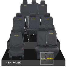 Load image into Gallery viewer, VW Transporter Shuttle T6.1, T6 Full Set Tailored Waterproof Seat Covers Black MY 15-23
