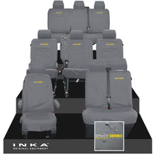 Load image into Gallery viewer, VW Transporter Shuttle T6.1, T6 Full Set Tailored Waterproof Seat Covers Grey MY 15-23
