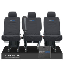 Load image into Gallery viewer, VW Transporter Shuttle T6.1, T6 Rear 1+1+1 Tailored Waterproof Seat Covers Black MY-15-23
