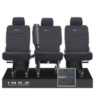 VW Transporter Shuttle T6.1, T6 Rear 1+1+1 Tailored Waterproof Seat Covers Black MY-15-23 - Sport-Series Embroidery