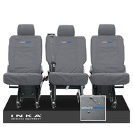 VW Transporter Shuttle T6.1, T6 Rear 1+1+1 Tailored Waterproof Seat Covers Grey MY-15-23 - Sport-Series Embroidery