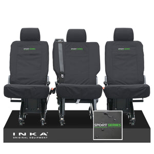 VW Transporter Shuttle T6.1, T6 Rear 1+1+1 Tailored Waterproof Seat Covers Black MY-15-23