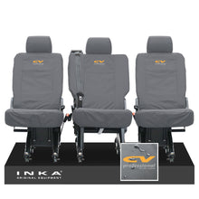 Load image into Gallery viewer, VW Transporter Shuttle T6.1, T6 Rear 1+1+1 Tailored Waterproof Seat Covers Grey MY-15-23
