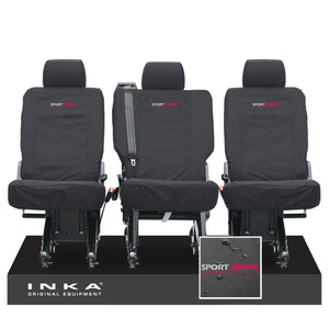 VW Transporter Shuttle T6.1, T6 Rear 1+1+1 Tailored Waterproof Seat Covers Black MY-15-23