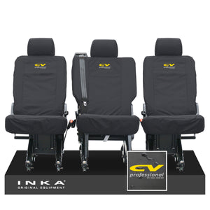 VW Transporter Shuttle T6.1, T6 Rear 1+1+1 Tailored Waterproof Seat Covers Black MY-15-23