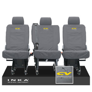 VW Transporter Shuttle T6.1, T6 Rear 1+1+1 Tailored Waterproof Seat Covers Grey MY-15-23