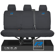 VW Transporter T6.1,T6,T5.1 INKA Rear Triple Tailored Waterproof Seat Cover Set Black MY 09-23 - R-Series Embroidery